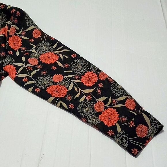 Studio C Vintage Black & Orange Floral Long Sleeve Button Down Casual Top 18/20 - Picture 6 of 11
